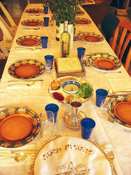 Seder table.